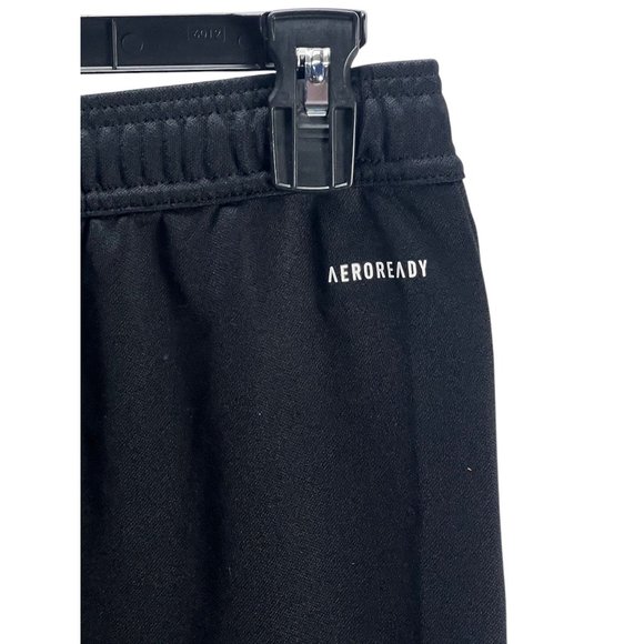 Adidas Mens Black Tapered Joggers With Bold Side Logo Stripes Athleisure Gym - Picture 9 of 10